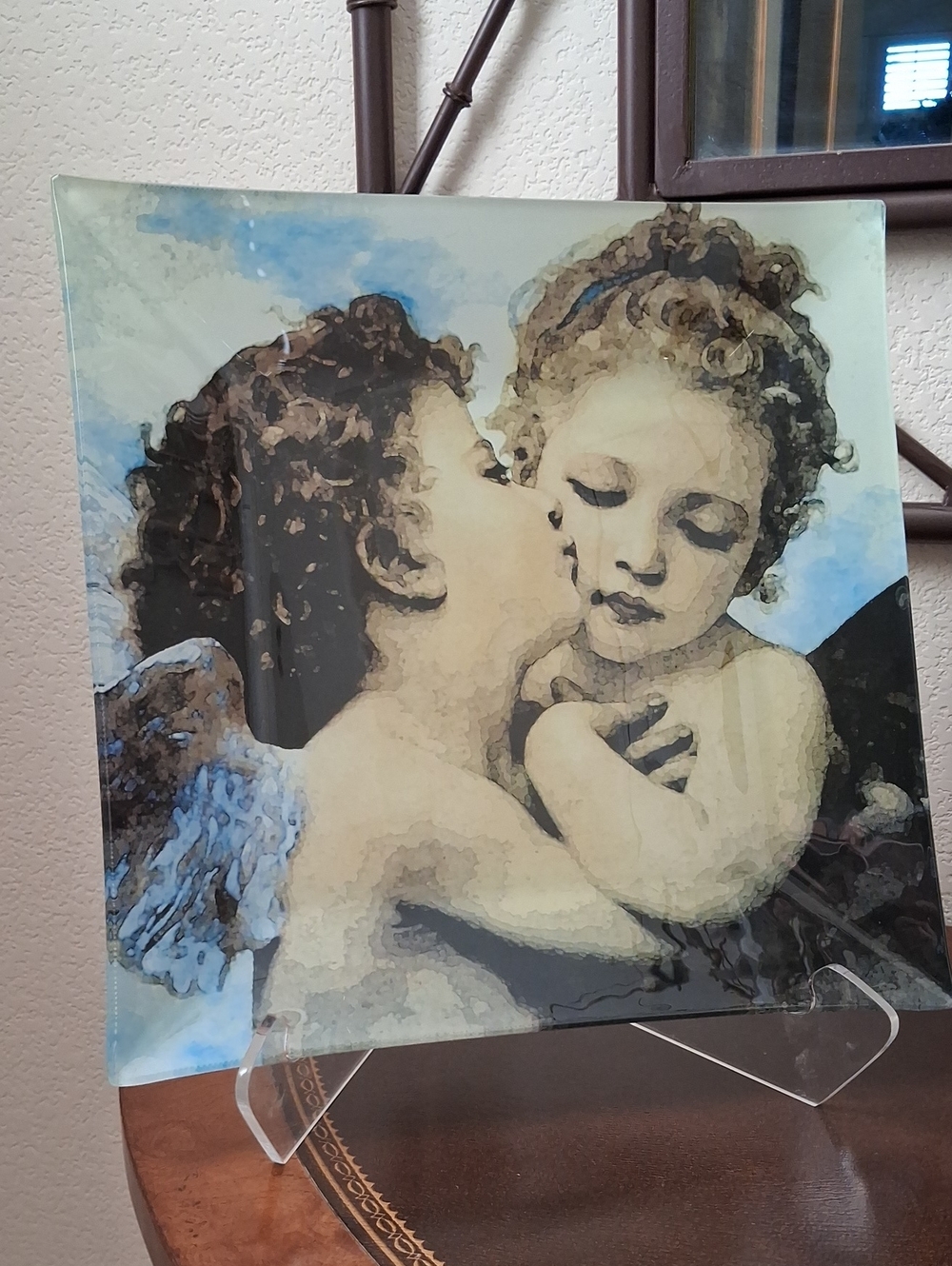 Square Glossy Glass Decorative Tray.        Glass Art Home Decor
